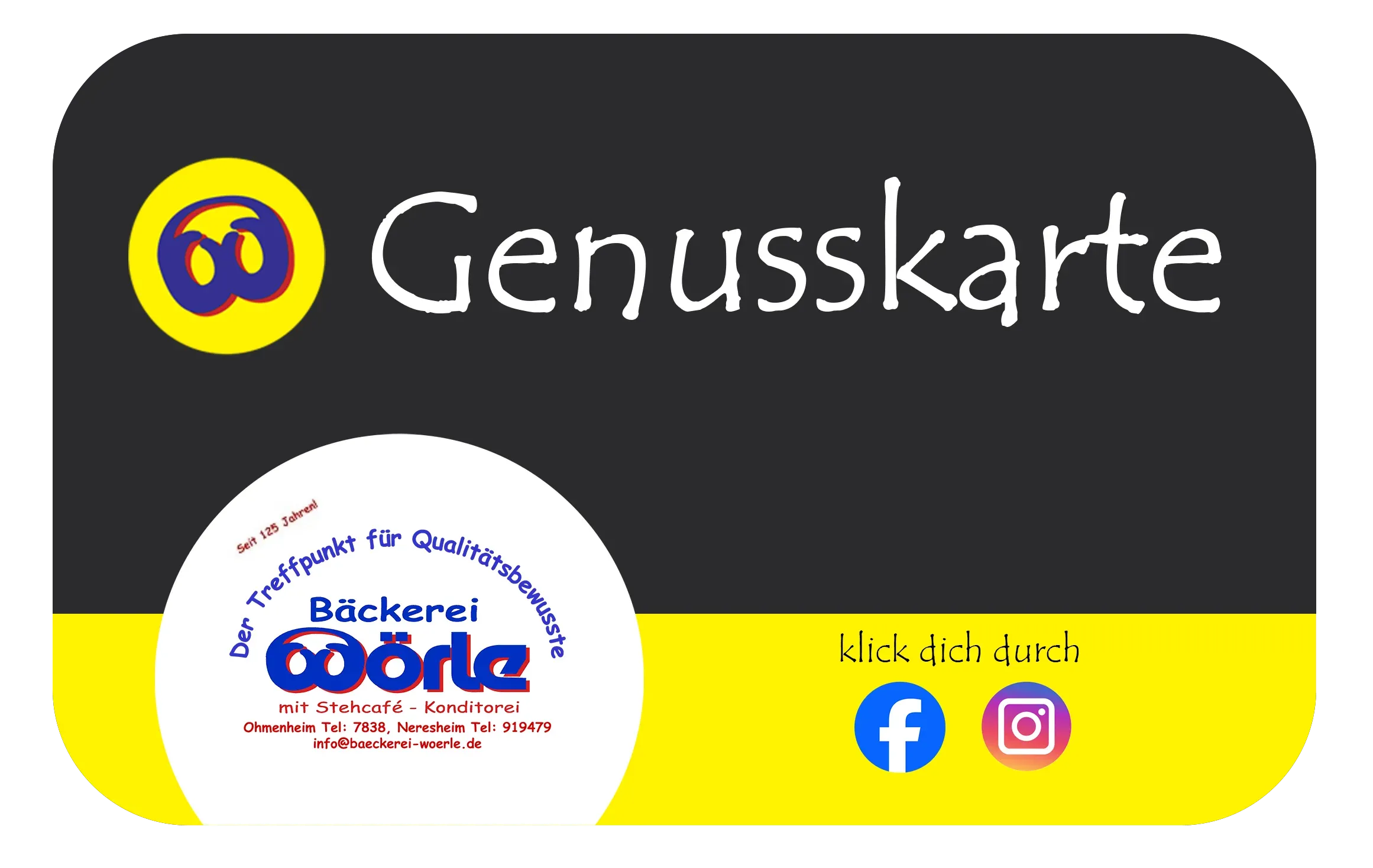 Genusskarte der Bäckerei Wörle